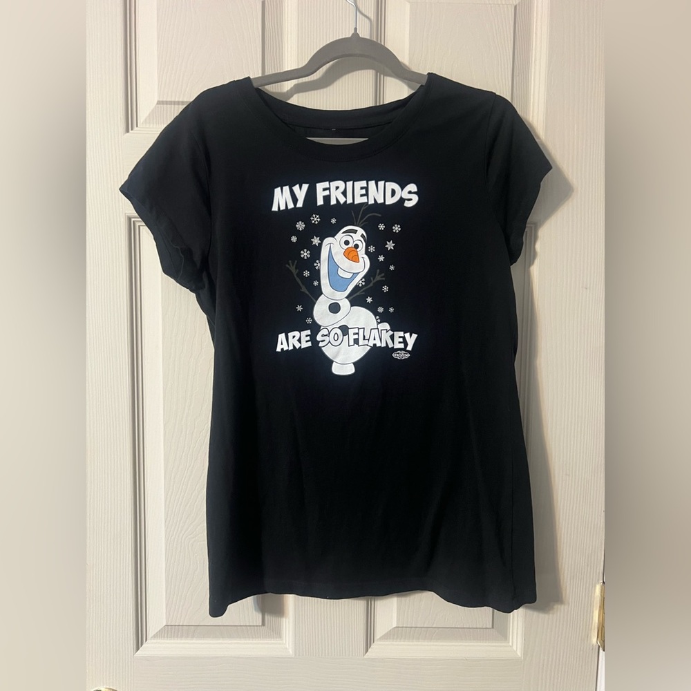 Disney Frozen Olaf Black short sleeve Tshirt Junior XL